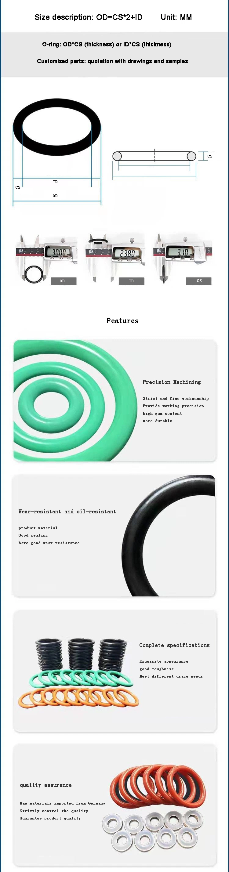 NBR FKM EPDM CR O-RING السيليكونية لتطبيقات السيارات والفضاء 0